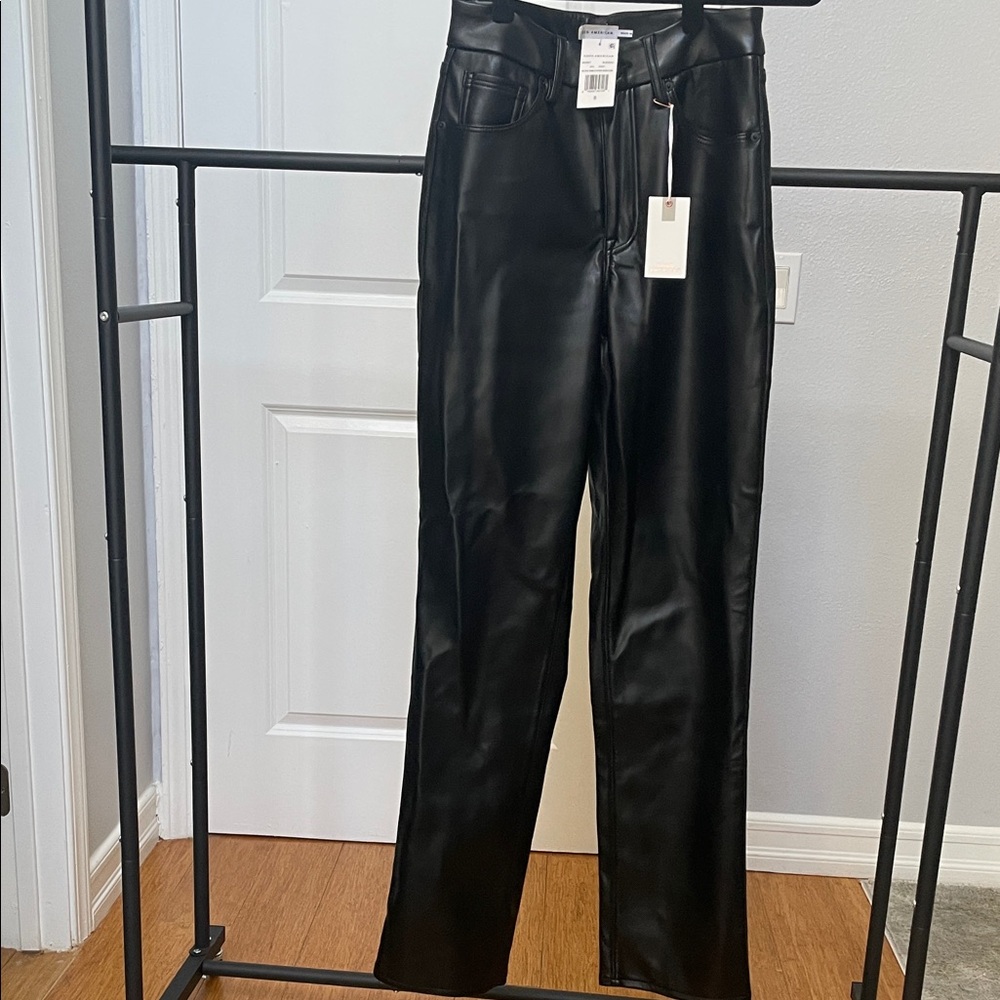 Good American Faux Leather Straight Leg Pants